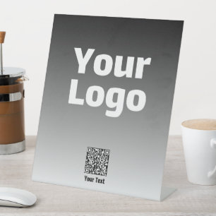 Uw Logo met bewerkbare QR-code en verloopombre Reclamebord Met Voetstuk