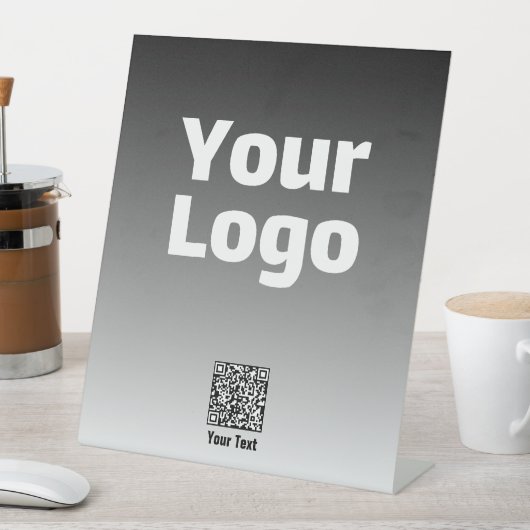 Uw Logo met bewerkbare QR-code en verloopombre Reclamebord Met Voetstuk (Insitu)