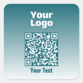 Uw Logo met bewerkbare QR-code en verloopombre Vierkante Sticker (Voorkant)