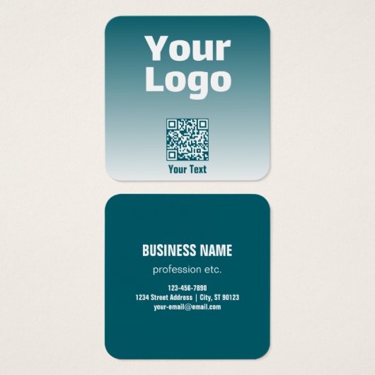 Uw Logo met bewerkbare QR-code en verloopombre Vierkante Visitekaartjes (Voorkant /achterkant)