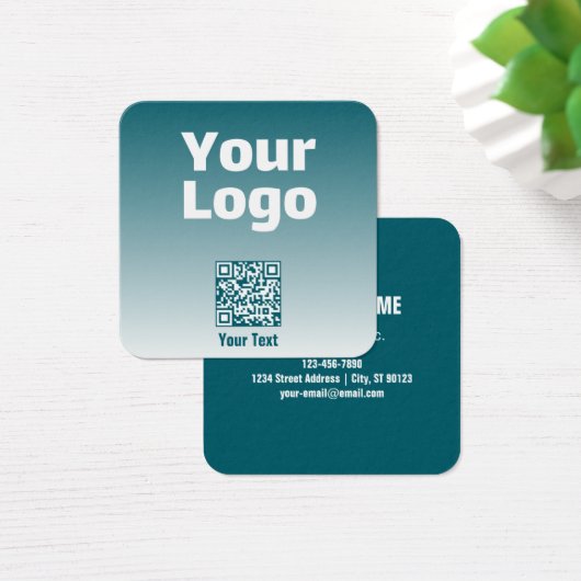 Uw Logo met bewerkbare QR-code en verloopombre Vierkante Visitekaartjes (Bureau)