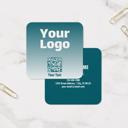 Uw Logo met bewerkbare QR-code en verloopombre Vierkante Visitekaartjes (Kantoor)
