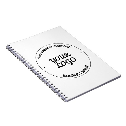 Uw logo met bewerkbare slogan en bedrijfsnaam notitieboek (Rechterzijde)