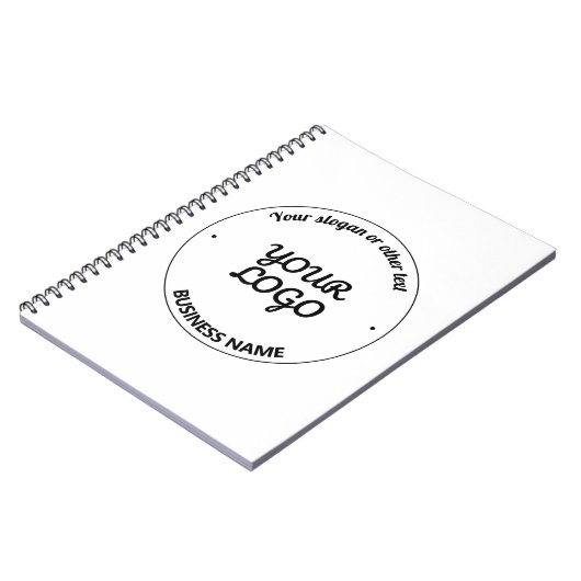 Uw logo met bewerkbare slogan en bedrijfsnaam notitieboek (Linkerzijde)
