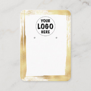 Uw Logo Metallic Gold Border Oorbel Kaart Groot Visitekaartje