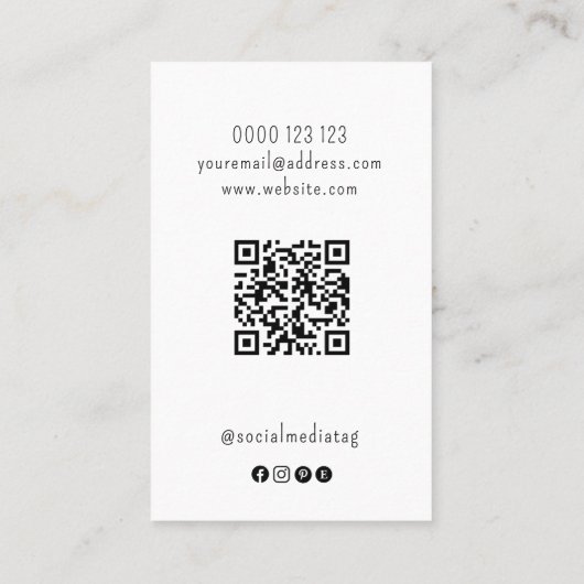 Uw Logo Metallic Wave Earring Kaart QR-code Visitekaartje (Achterkant)