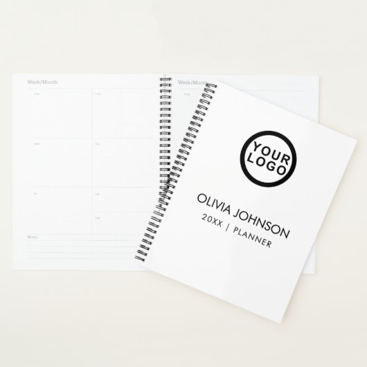 Uw Logo Minimalist Zwart Wit 2024 Planner (Display)
