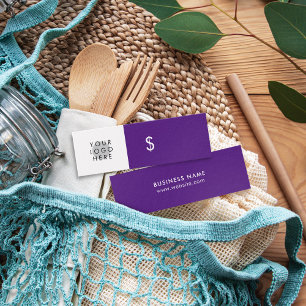Uw Logo minimalistisch Paars White Price Label Mini Visitekaartjes