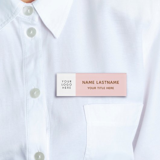 Uw Logo minimalistische Blush Pink White Magnet-ti Naambadge