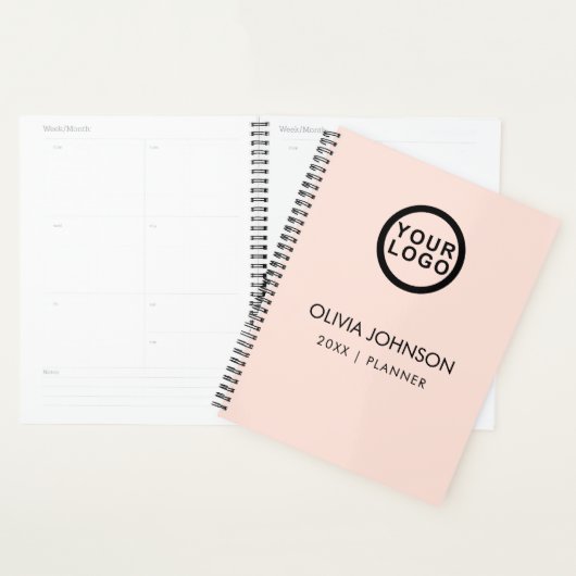 Uw Logo minimalistische Blush roze 2023-planner Planner (Display)