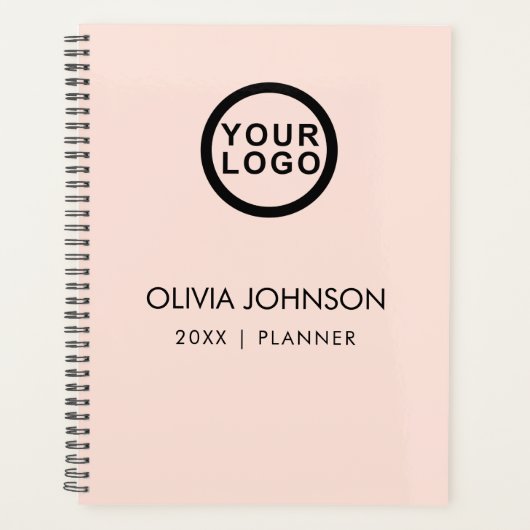 Uw Logo minimalistische Blush roze 2023-planner Planner (Voorkant)