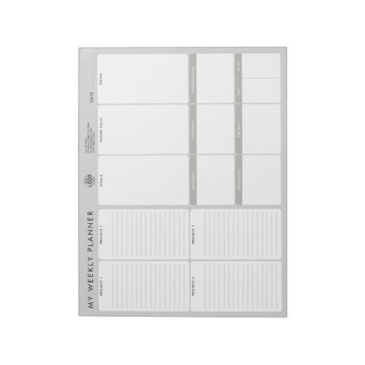 Uw Logo minimalistische eenvoudige, niet-gedateerd Notitieblok (Linkerzijde)