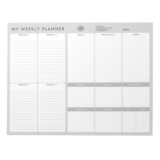 Uw Logo minimalistische eenvoudige, niet-gedateerd Notitieblok (Voorkant)