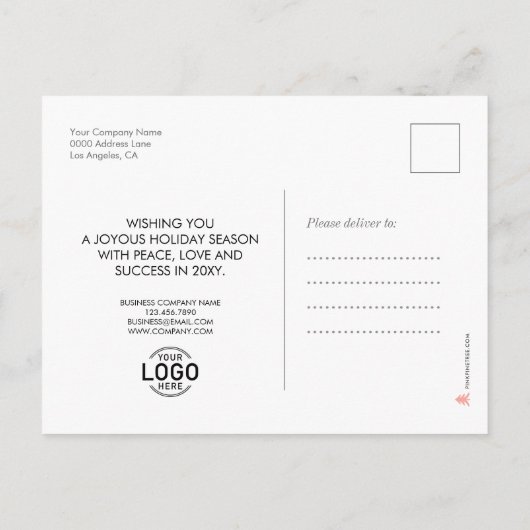 Uw Logo minimalistische Gold Stars Business Feestd Feestdagenkaart (Achterkant)