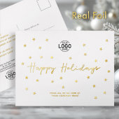 Uw Logo minimalistische Gold Stars Business Feestd Folie Feestdagen Briefkaart
