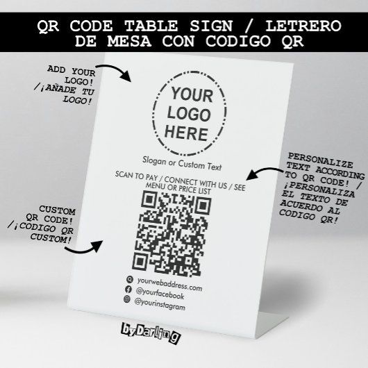 Uw Logo minimalistische moderne QR-code Reclamebord Met Voetstuk