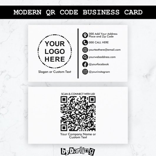 Uw Logo minimalistische moderne QR-code Visitekaartje