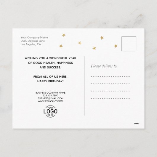 Uw Logo minimalistische sterren voor een fijne ver Feestdagenkaart (Achterkant)
