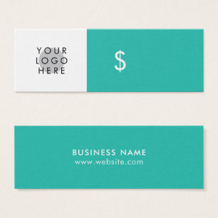 Uw Logo minimalistische Turquoise White Price Labe Mini Visitekaartjes
