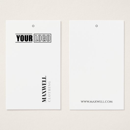 Uw Logo minimalistische witte moderne hang Labels Visitekaartje (Voorkant /achterkant)