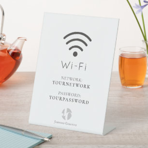 Uw Logo minimalistische witte Wi-Fi Reclamebord Met Voetstuk