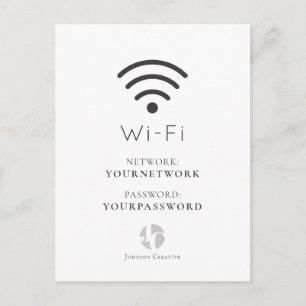 Uw Logo minimalistische witte Wi-Fi-teken Briefkaart