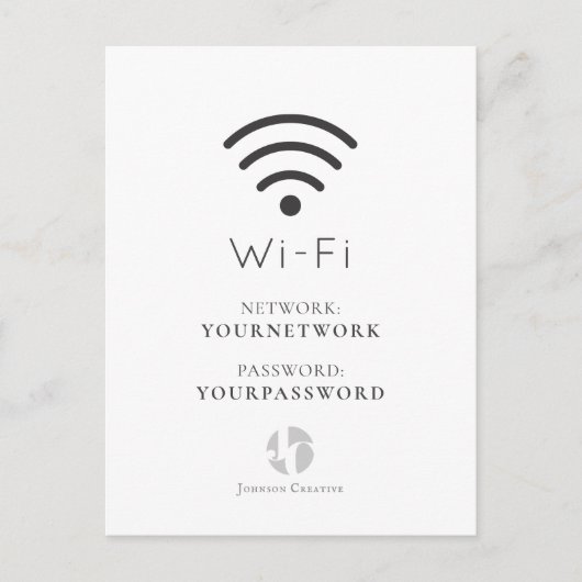 Uw Logo minimalistische witte Wi-Fi-teken Briefkaart (Voorkant)