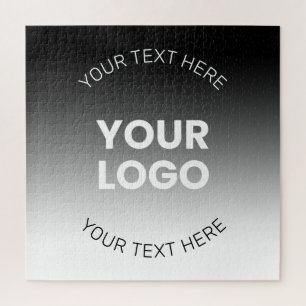 Uw Logo   Modern Bewerkbaar Zwart & Wit Gradiënt Legpuzzel