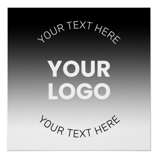 Uw Logo | Modern Bewerkbaar Zwart & Wit Gradiënt Perfect Poster (Voorkant)