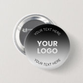 Uw Logo | Modern Bewerkbaar Zwart & Wit Gradiënt Ronde Button 5,7 Cm (Voorkant /achterkant)