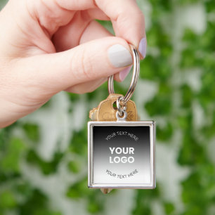 Uw Logo Modern Bewerkbaar Zwart & Wit Gradiënt Sleutelhanger