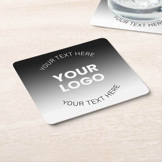 Uw Logo | Modern bewerkbaar zwart-wit verloop Kartonnen Onderzetters (Schuin)