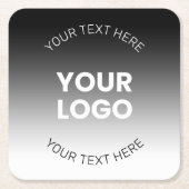 Uw Logo | Modern bewerkbaar zwart-wit verloop Kartonnen Onderzetters (Voorkant)