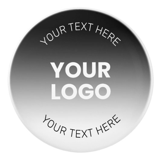 Uw Logo | Modern bewerkbaar zwart-wit verloop Keramische Knop (Voorkant)