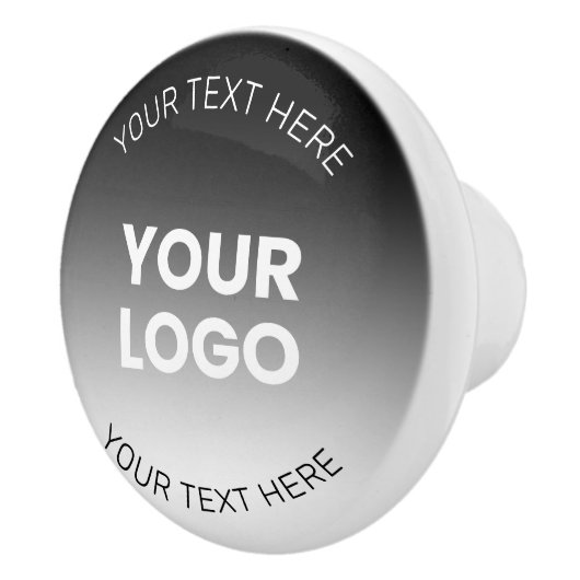Uw Logo | Modern bewerkbaar zwart-wit verloop Keramische Knop (Rechts)