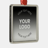 Uw Logo | Modern bewerkbaar zwart-wit verloop Metalen Ornament (Rechts)