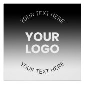 Uw Logo | Modern bewerkbaar zwart-wit verloop Perfect Poster (Voorkant)