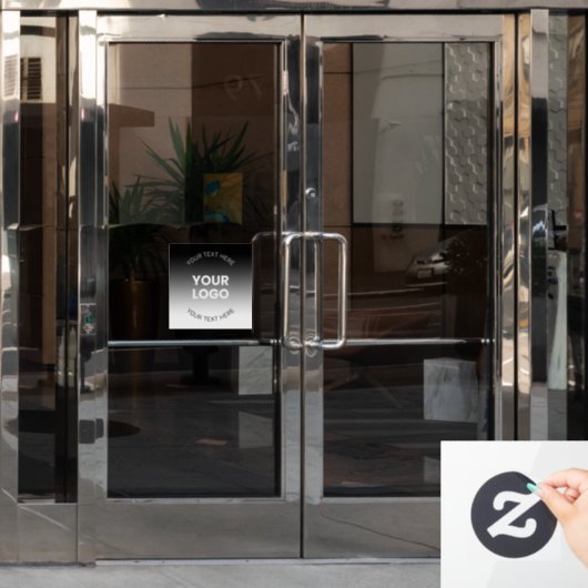 Uw Logo | Modern bewerkbaar zwart-wit verloop Raamsticker (Kantoordeur)