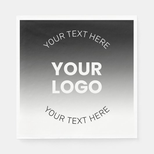 Uw Logo | Modern bewerkbaar zwart-wit verloop Servet (Voorkant)