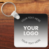 Uw Logo | Modern bewerkbaar zwart-wit verloop Sleutelhanger (Voorkant)