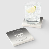 Uw Logo | Modern bewerkbaar zwart-wit verloop Stenen Onderzetter (Zijkant)