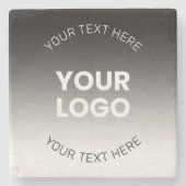 Uw Logo | Modern bewerkbaar zwart-wit verloop Stenen Onderzetter (Voorkant)