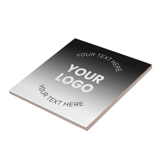 Uw Logo | Modern bewerkbaar zwart-wit verloop Tegeltje (Zijkant)