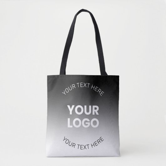 Uw Logo | Modern bewerkbaar zwart-wit verloop Tote Bag (Voorkant)