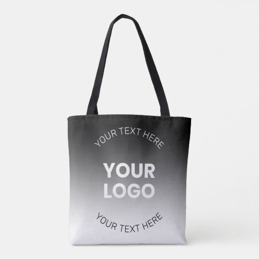 Uw Logo | Modern bewerkbaar zwart-wit verloop Tote Bag (Achterkant)