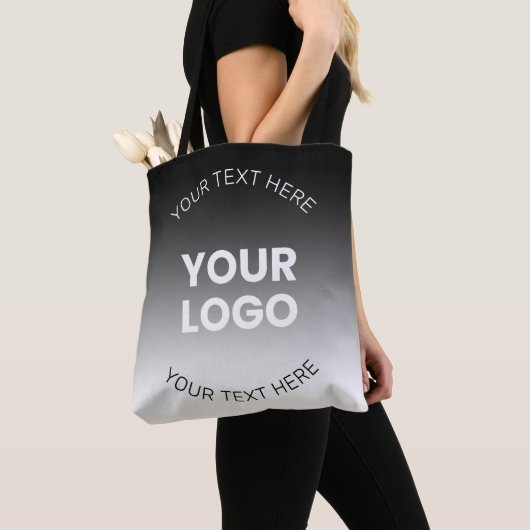 Uw Logo | Modern bewerkbaar zwart-wit verloop Tote Bag (Dichtbij)