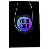 Uw Logo & Modern Blauw & Paars Ombre Gradiënt Medium Cadeauzakje (Voorkant)