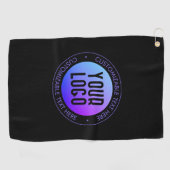 Uw Logo & Modern blauw & Paarse Ombre Gradient Golfhanddoek (Horizontaal)