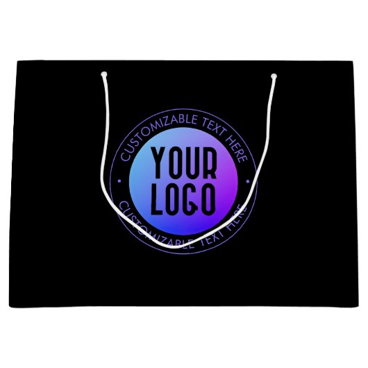 Uw Logo & Modern blauw & Paarse Ombre Gradient Groot Cadeauzakje (Voorkant)