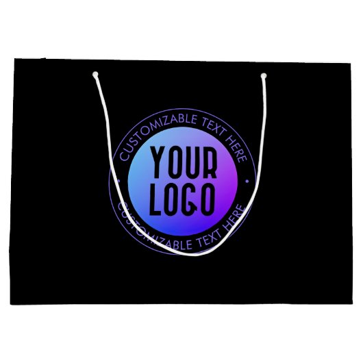 Uw Logo & Modern blauw & Paarse Ombre Gradient Groot Cadeauzakje (Achterkant)